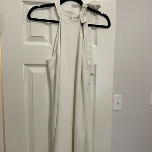 White tie neck dress